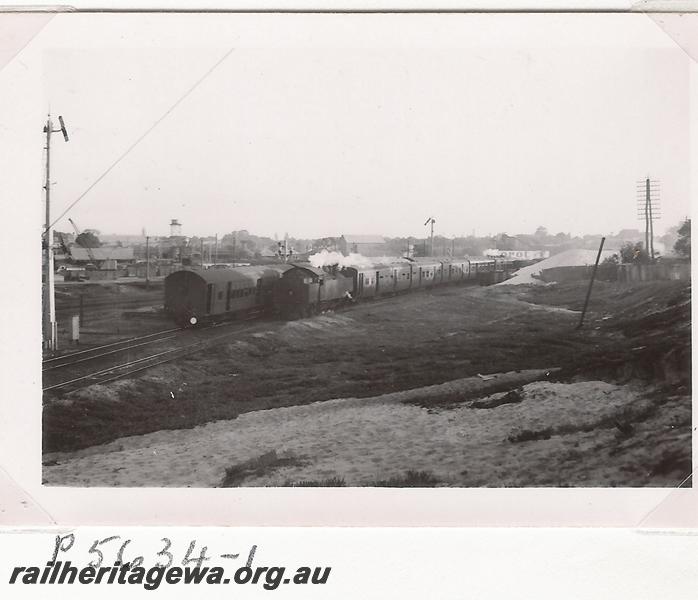 P05634
Visit by the Vic Div of the ARHS, DD class or DM class, East Perth, suburban passenger train made up of AKB class and AJ class carriages 
