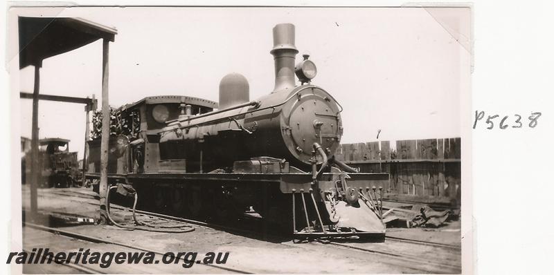P05638
West Australian Goldfields Firewood Supply Co. loco No.1 at Kurrawang, ex WAGR O class 219, side and front view, same as P7670
