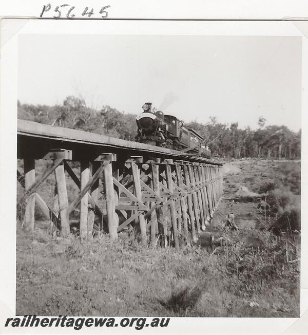 P05645
C class with tour train, trestle bridge, Asquith, ARHS tour train
