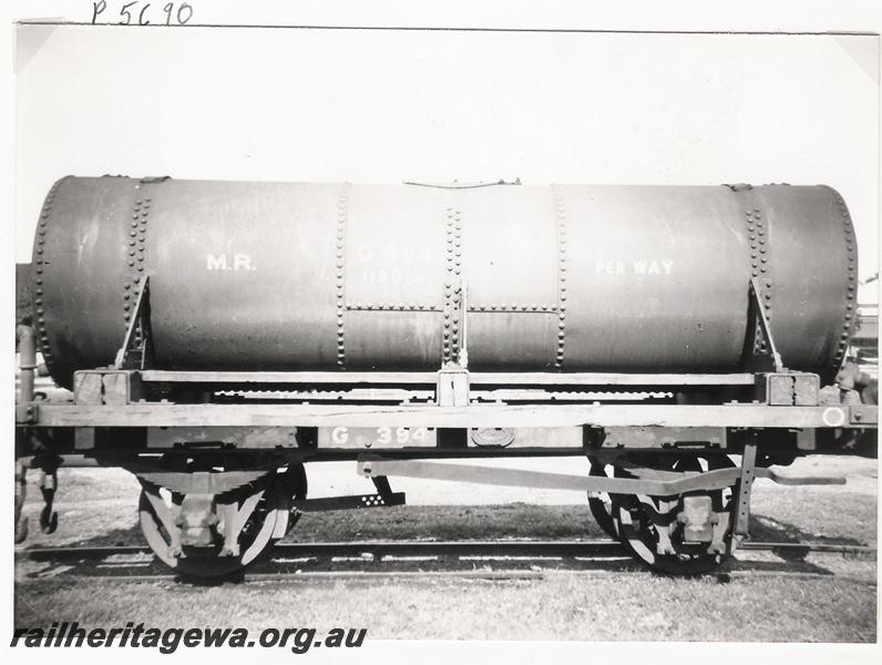 P05690
MRWA G class 394 water tank wagon, Mingenew, MR line, side view
