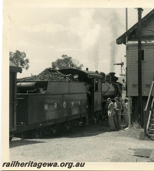 P05735
MRWA loco C class 18, end and side view of tender, on last trip, ARHS tour train
