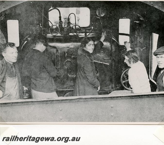 P05778
Reso Train, passengers in cab of loco.
