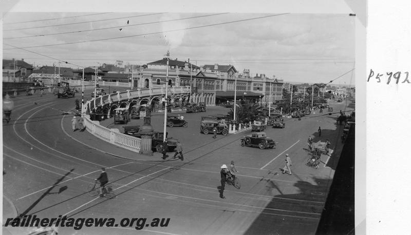 P05792
Horseshoe Bridge and Perth Station, street side view looking east 
