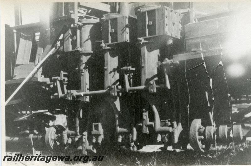 P05948
Bunnings Shay loco, Argyle, view of cylinders. Same as P5947 but enlarged.
