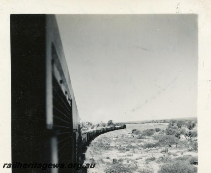 P06006
Goods train between Eradu & Wicherina, NR line, view from loco looking back along the train
