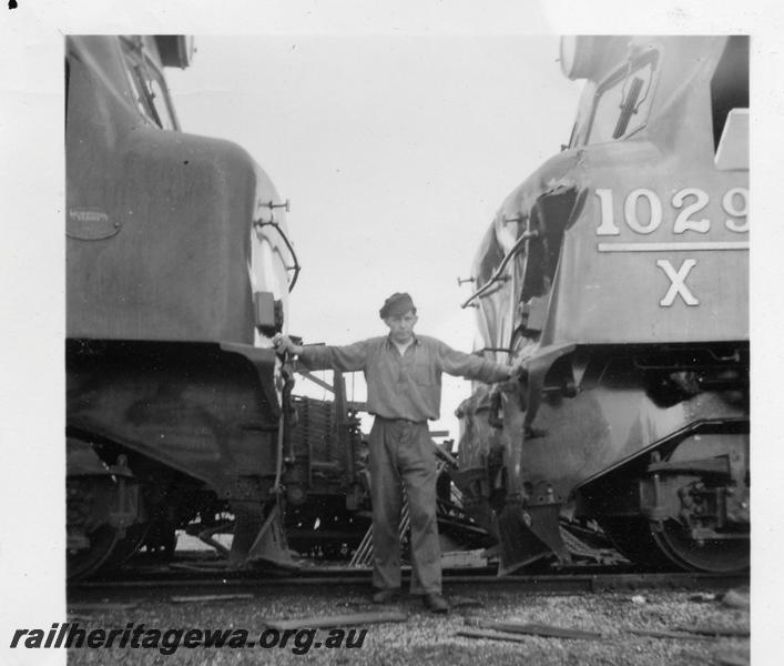 P06016
Collision at Canna, EM line, fireman standing between the locos, X class 1024 