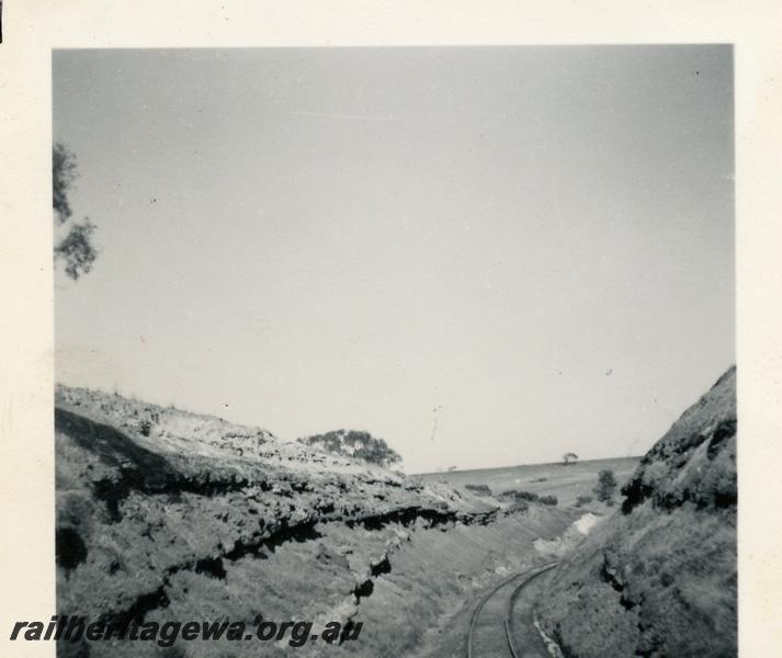 P06027
Cutting above Bringo on Narngulu - Northern gully section, NR line. Photo taken from cab of X class 1010 