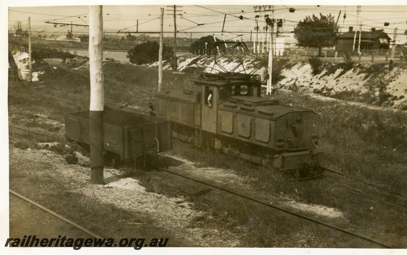 P06232
SEC electric loco No.1, East Perth, side and front view

