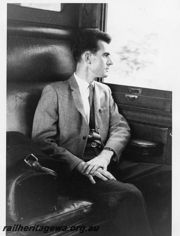 P06613
R. (Bob) Taylor seated in compartment of AA class 217
