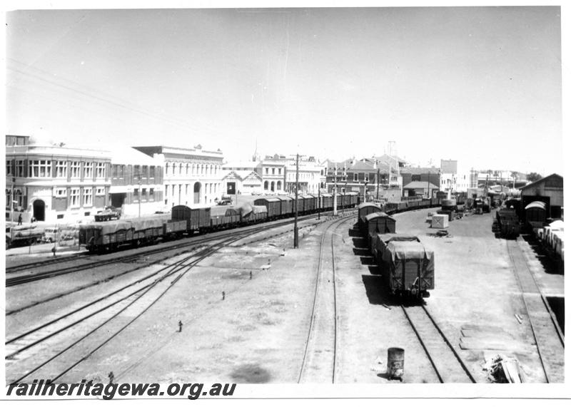 P06761
Yard, Fremantle, looking west, show buildings on street, taken at 12.40 pm.
