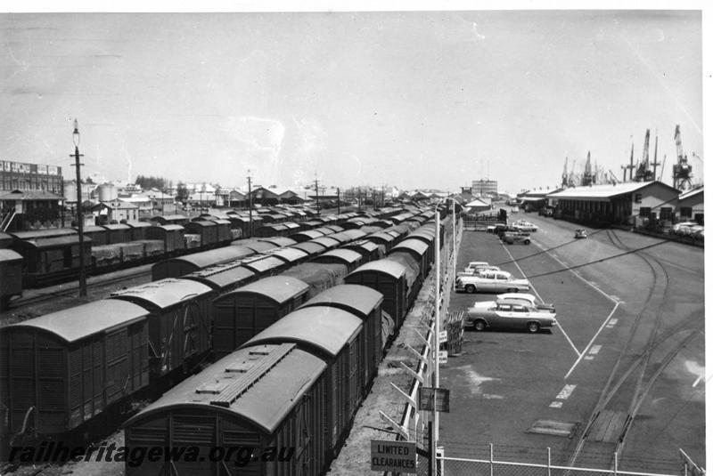 P06764
Yard, Fremantle, looking west, taken at 12.40 pm, E shed in background
