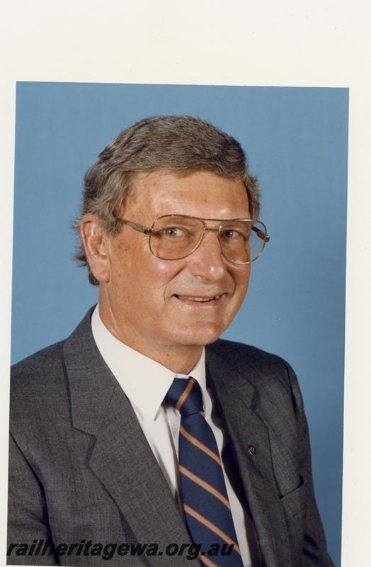 P06775
I. McCullough, Commissioner of Railways, 1978-88, official portrait
