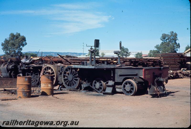 P06809
DD class 597, Salvage Yard, Midland Workshops, Underframe only but still with drivers and fireman's seats in situ
