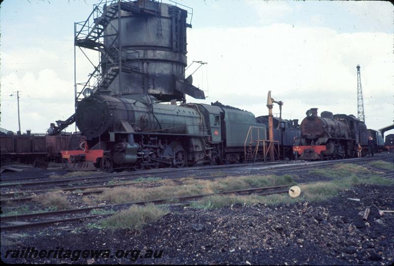 P06821
V class 1206, W class 944, water column, coaling stage, Midland Loco depot, 
