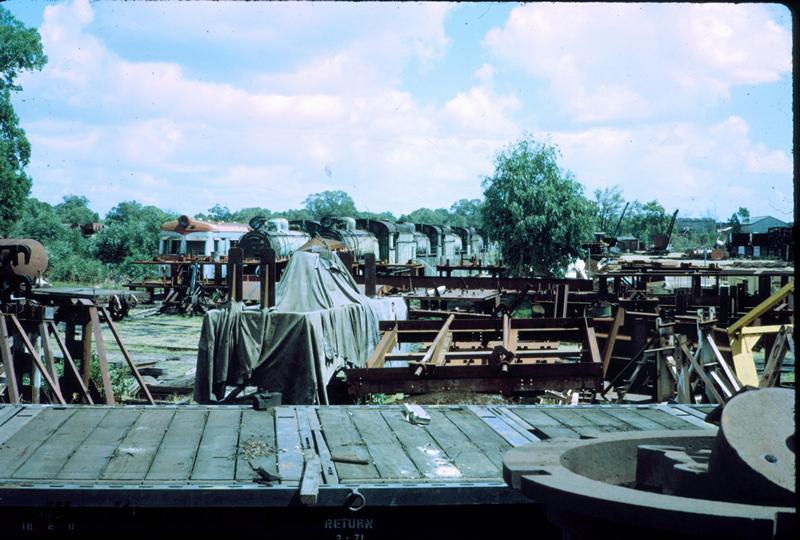 P06866
Overall view of the Midland Workshops Salvage Yard with a line of U class locos and ADE class 
