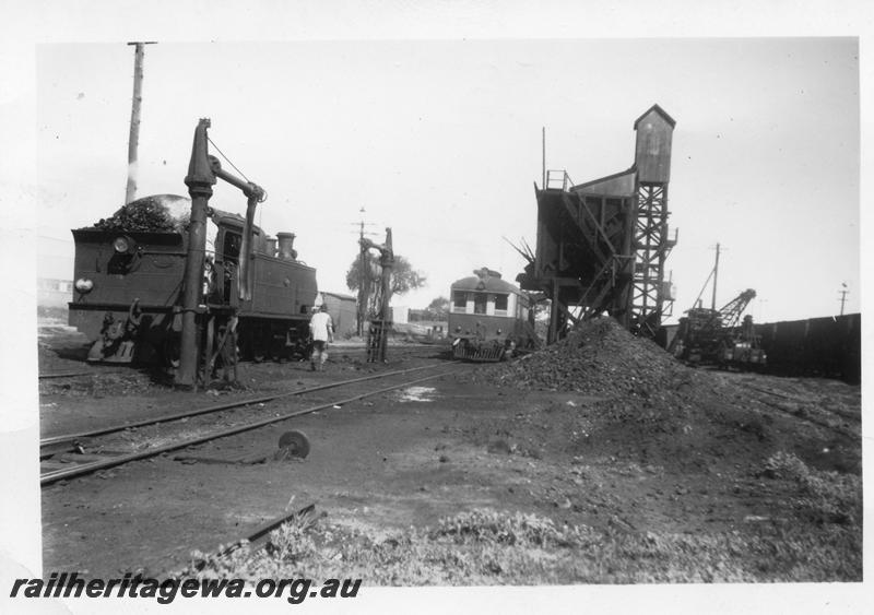 P06921
DS class 376, ASA class 445 steam railcar, water column, coal stage, East Perth loco depot
