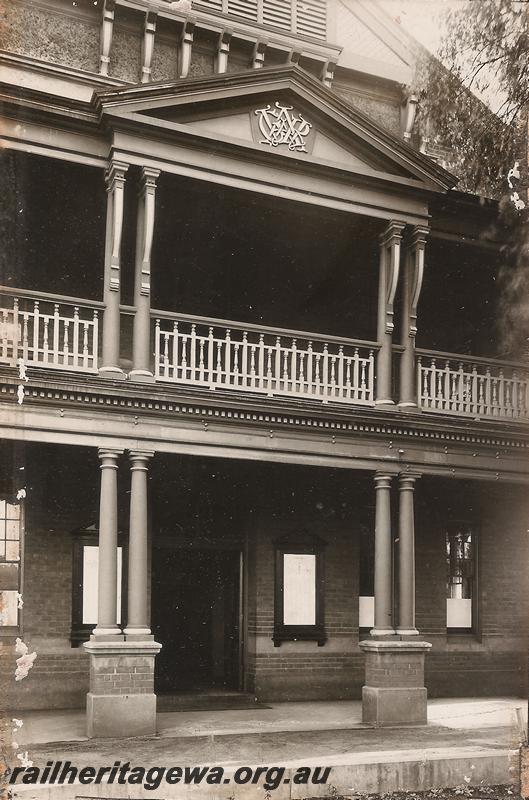 P07073
Facade of the Chief Mechanical Engineers office at the Midland Workshops. Photo was included in the presentation to W. E. Kay, leading hand, on his retirement after 42 years of service, in 1932
