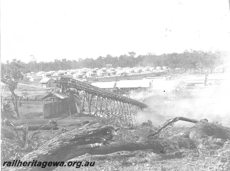 P07104
Saw mill, Jarrahdale, No.1 mill, overall view of mill and townsite
