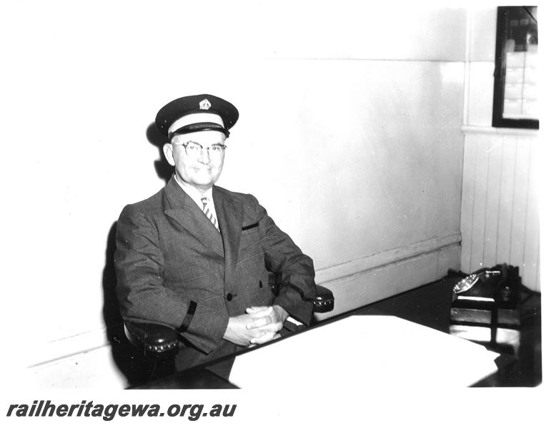 P07157
WAGR Official, Mr T. Lockley, Station Master, Perth, portrait
