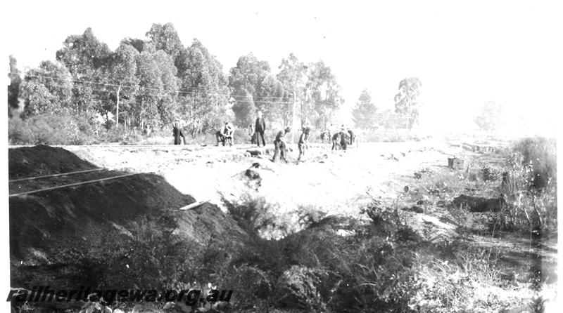 P07361
10 of 10 views of the construction of the deviation at Allanson, BN line, track gang raising railway formation 
