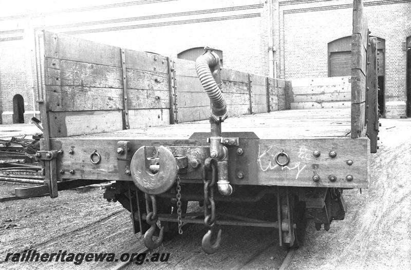 P07389
1 of 9 photos depicting wartime activities at the Midland Workshops, RAA class wagon converted for military purposes, end view
