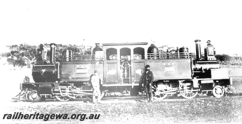 P07406
E class 7 double Fairlie in rebuilt condition, Clackline, ER line, used on the Clackline to Newcastle service. side view, c1893-4
