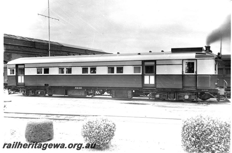 P07473
ASA class 445 steam railcar, Midland Workshops, side view, in steam
