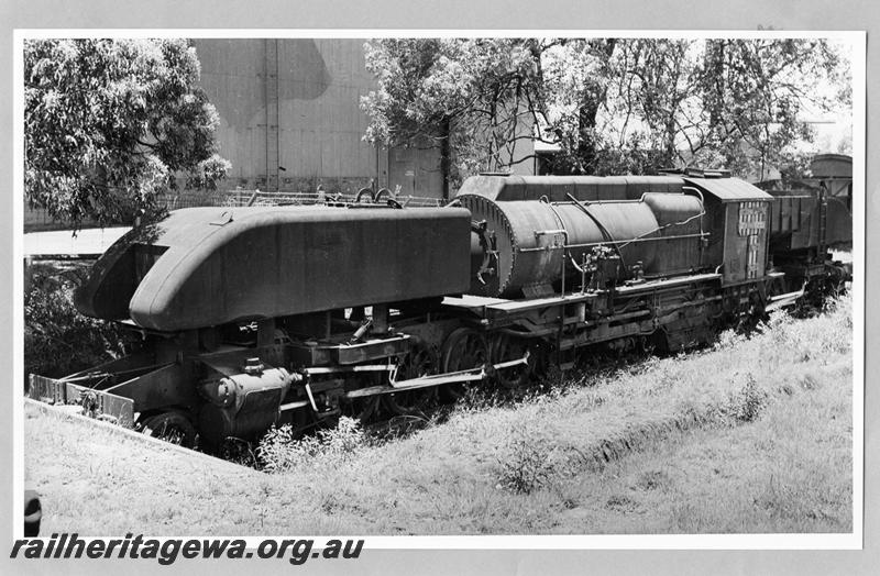 P07584
ASG class Garratt, Queensland, cab boarded up, front and side view
