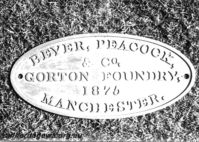 P07611
Makers plate (builders plate), WAGR A class, 