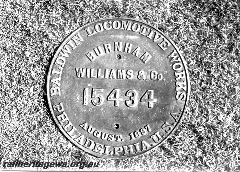 P07613
Makers plate (builders plate), Millars loco Jubilee, 