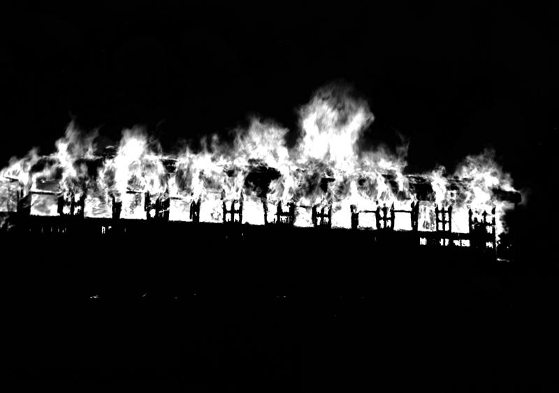 P07627
2 of 3 views of AQC class 345 on fire on the Laverton to Kalgoorlie train, seven miles east of Murrin Murrin, KL line
