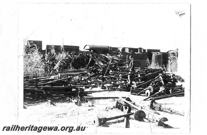 P07629
Couplers, Jones type, stack at Midland Workshops salvage Yard
