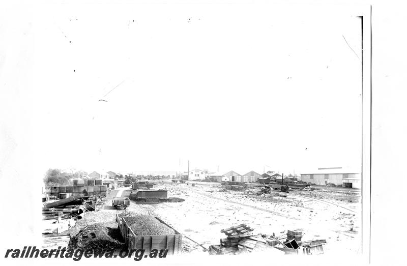 P07635
Overall view of the east end of the Midland Workshops looking west, GA class wagon in foreground.
