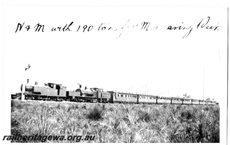 P07666
N class, M class Garratt loco, on Mundaring Weir Picnic train
