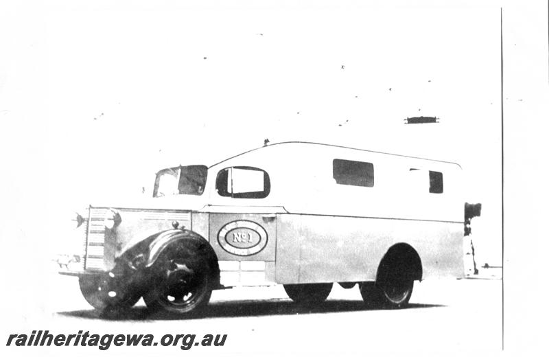 P07765
W A Govt Trolley Bus Service Van No.1, front and side view
