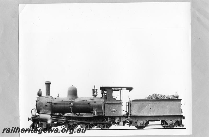 P07816
A class 10 with 4 wheeled tender, side view, background has been whited out
