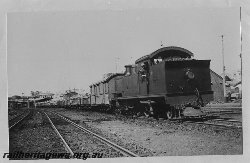P07825
D class, Perth Yard, goods train heading west. 
