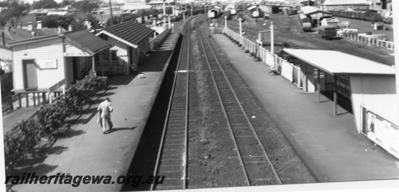 P07862
Station buildings, yard, West Perth, elevated view looking east
