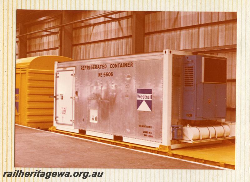 P07869
Refrigerated Container No.5606, Kewdale Freight Shed, side and end view
