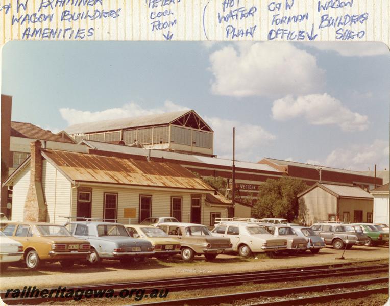 P07901
13 of 13 views of the Car & wagon depot, Perth Yard, shows from left to right, Wagon Examiners Amenities, Hot Water Plant, Wagon builder's Shed.
