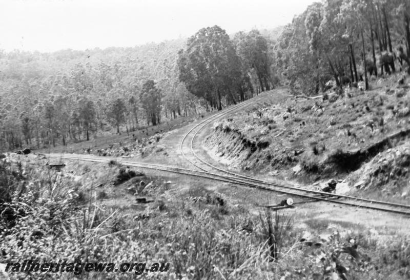 P08297
No.5 deadend on Millars Yarloop mill railway system. Description on rear of print.
