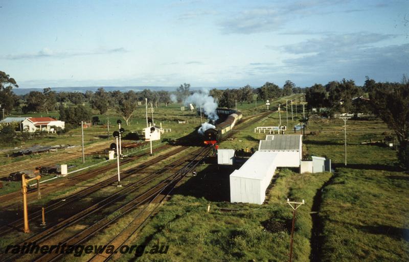 P08358
DD class 596, entering Pinjarra station yard, SWR line, ARHS tour train, elevated view looking south
