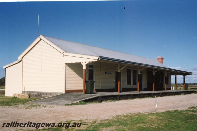 P08405
Busselton, station building, relocated south of Vasse River bridge, BB line, platform side. On old formation.
