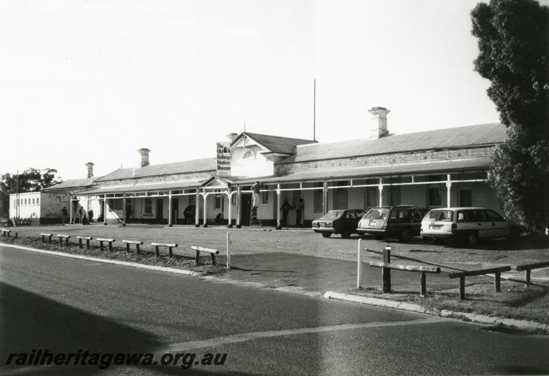 P08476
Northam, station building, narrow gauge, view of road side, ER line. Taken through window.
