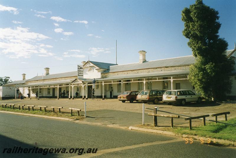 P08478
Northam, station building, narrow gauge, view of road side, ER line.
