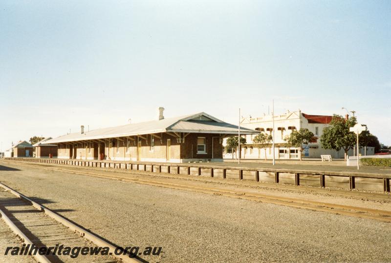 P08506
Katanning, station building, platform, WAGR nameboard, GSR line.
