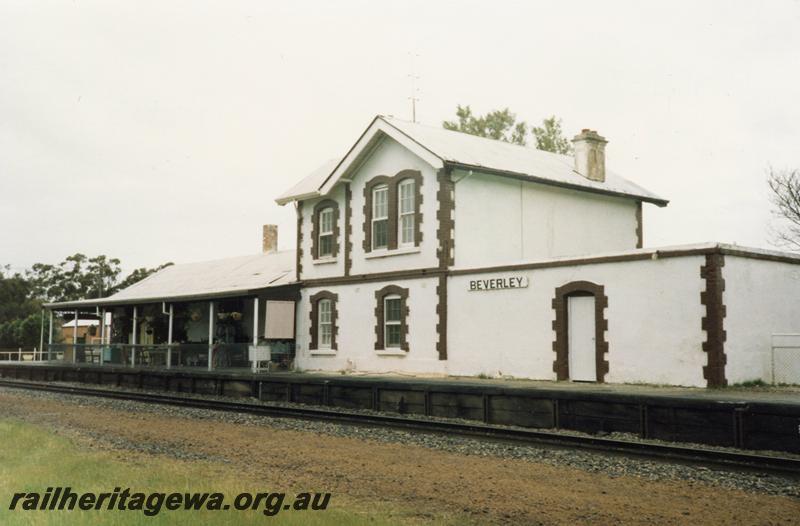 P08515
Beverley, station building, nameboard, view from rail side, GSR line.
