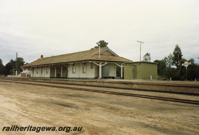 P08528
Tambellup, station building, platform, nameboard, GSR line.
