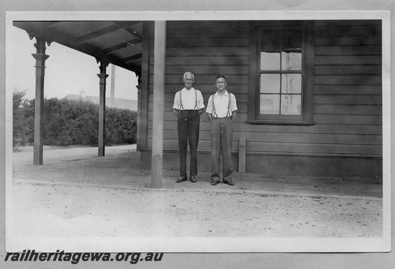 P08702
Station building, Northampton, GA line, with staff, original building?
