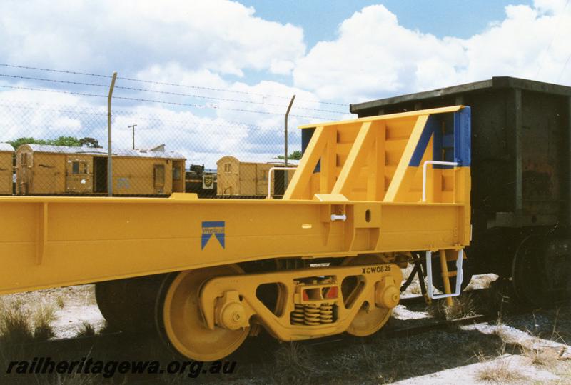 P08922
2 of 5 views of WQEF class 30743-M, standard gauge flat wagon with end bulkheads, inside view of the end bulkhead
